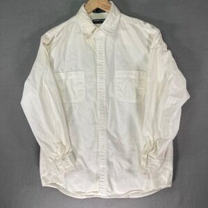 French Toast Mens Size M White Long Sleeve Button Up Shirt 100% Cotton